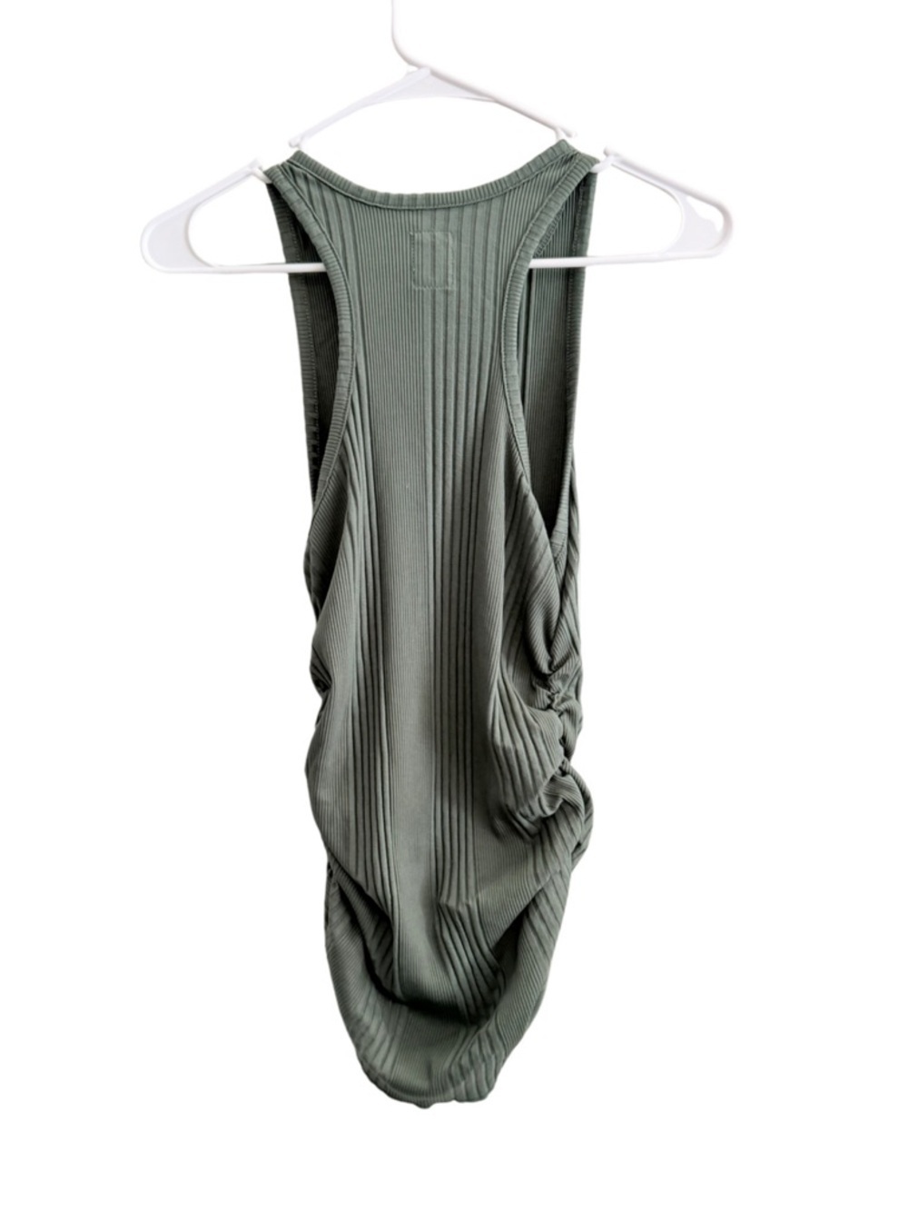 NSF Ruched Side Ribbed Tank Top Olive Green Size Small - Picture 3 of 5